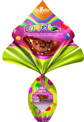 Ovo de Páscoa Sabor Chocolate ao Leite com Confeitos