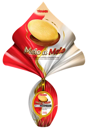 Ovo de Páscoa Meio Chocolate ao Leite e Meio Chocolate Branco